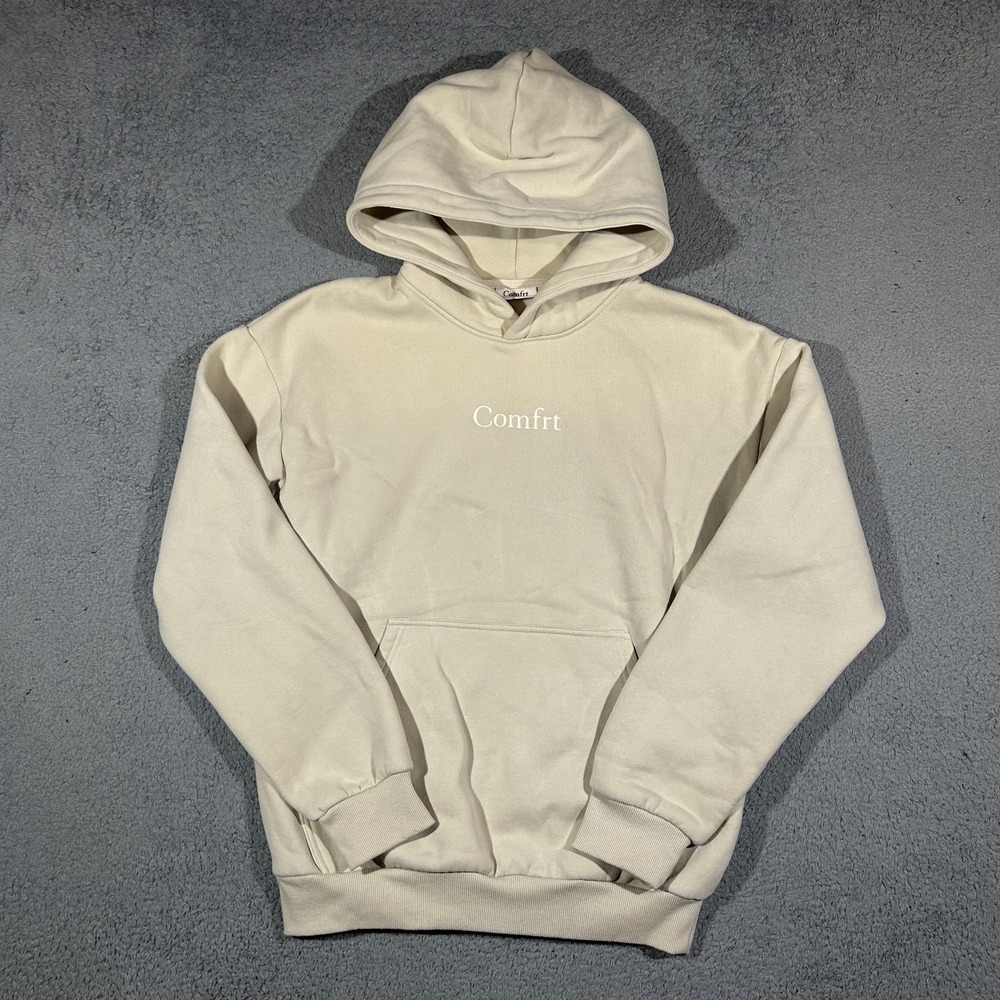Comfrt Hoodie Adult Unisex Small Ivory Pullover Oversized Soft #3779